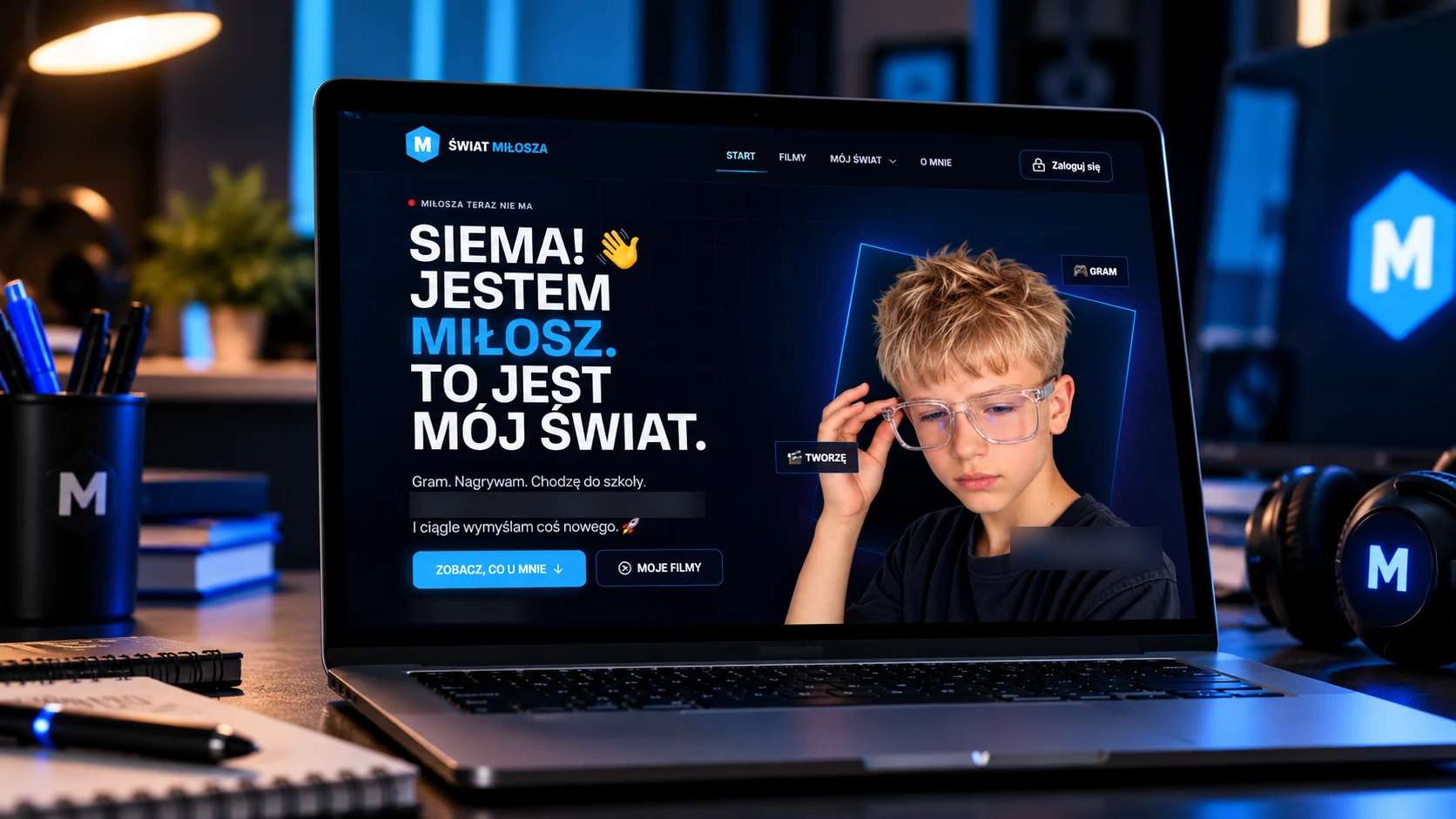Blog Świat Miłosza na ekranie laptopa